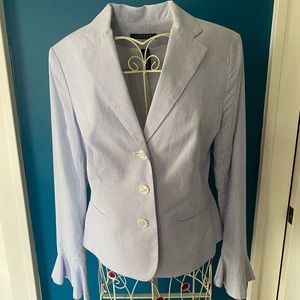 Ralph Lauren Blue Pinstripe Cotton Blazer